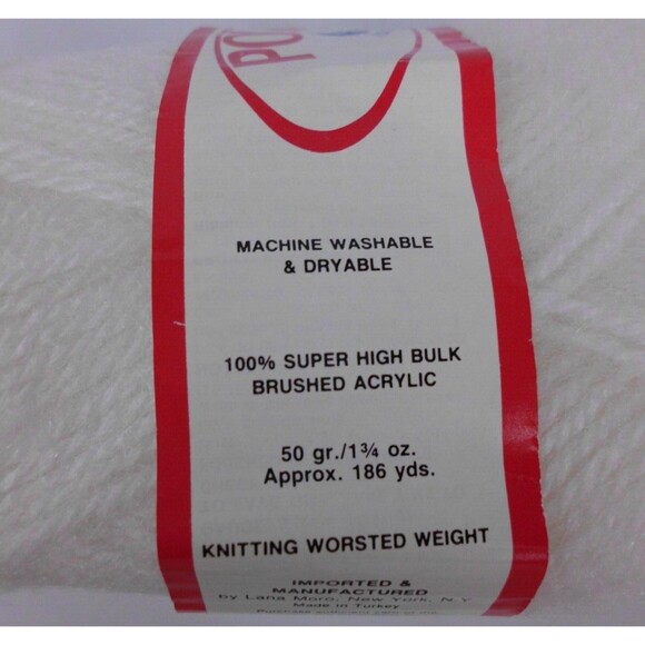 Vintage Lana Moro POLO Brushed Acrylic Yarn White #208 Lot of 8 Knitting Worsted - Picture 4 of 4